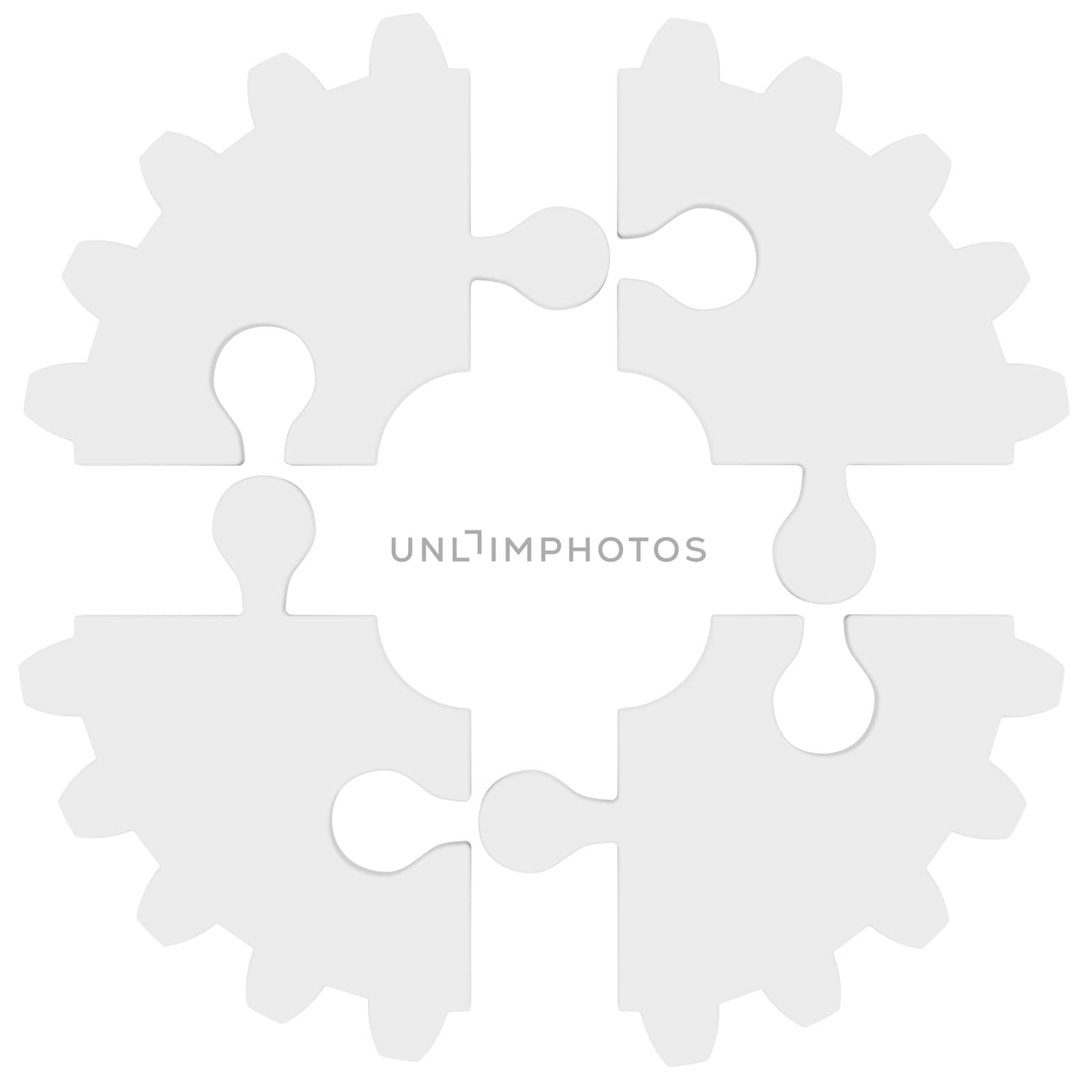 Gear consisting of puzzles. Isolated render on a white background