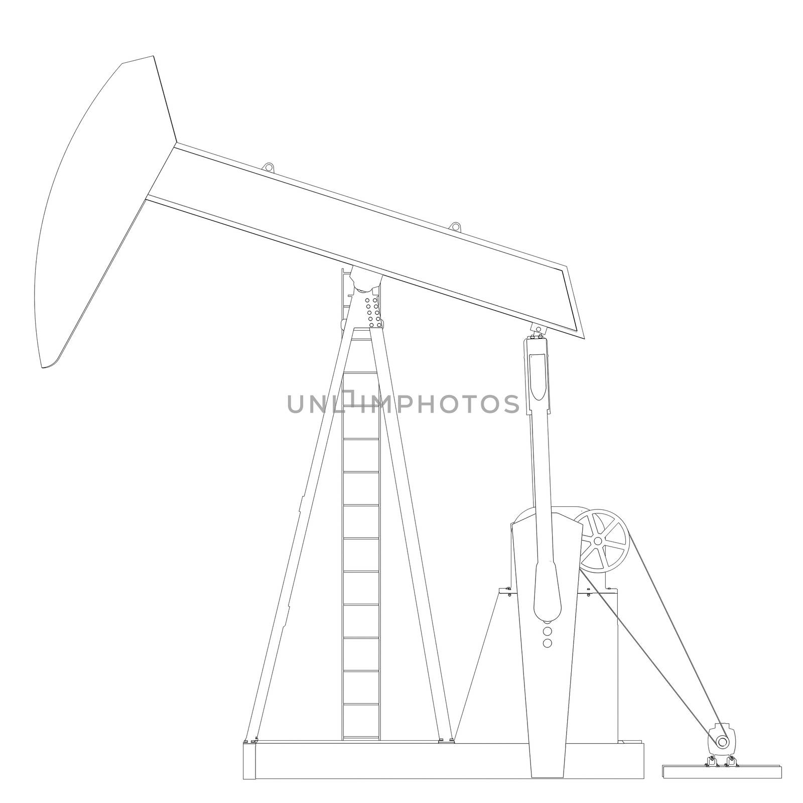 Oil pump. Wire frame. 3d render isolated on a white background