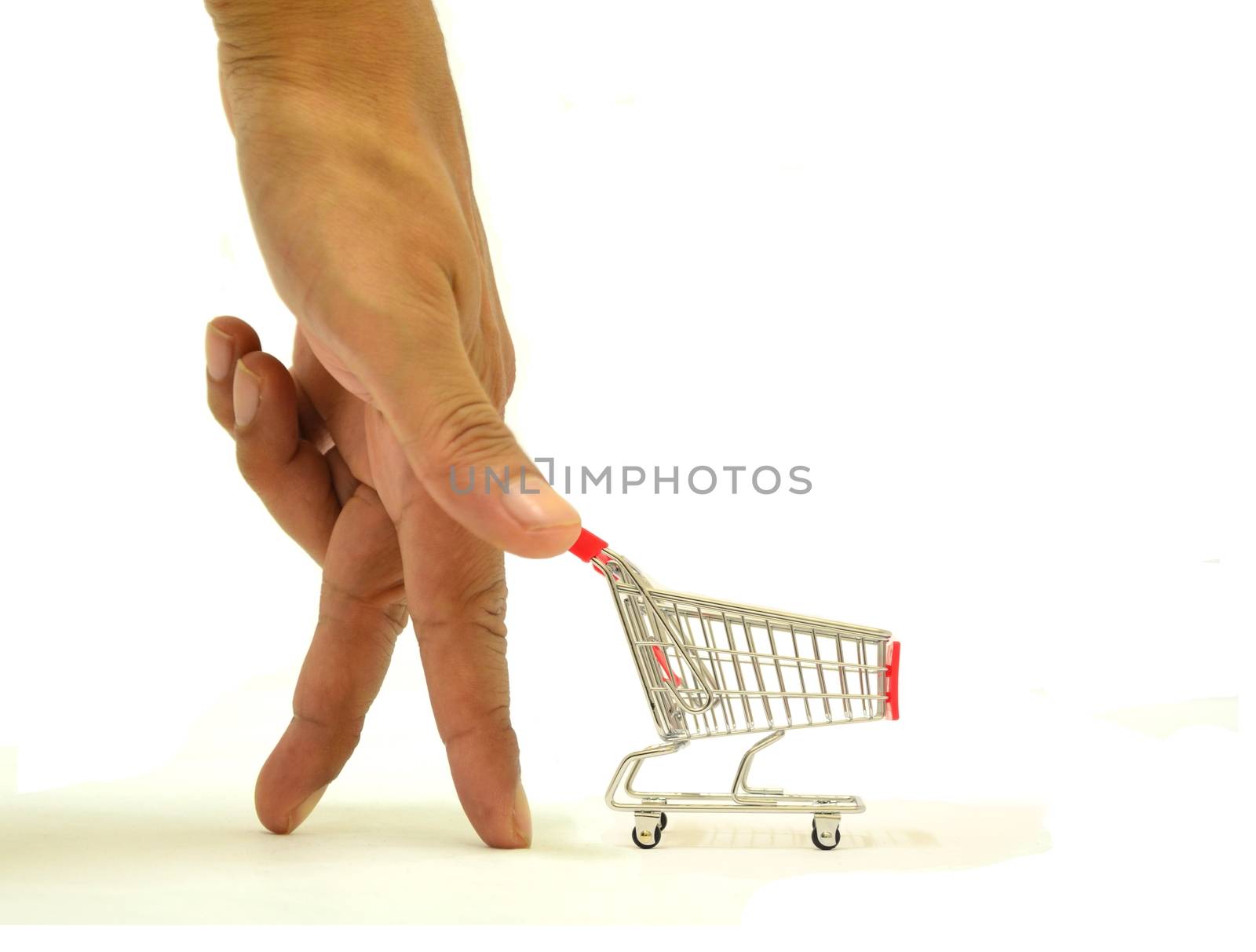 Hand Pushing Shopping Trolley