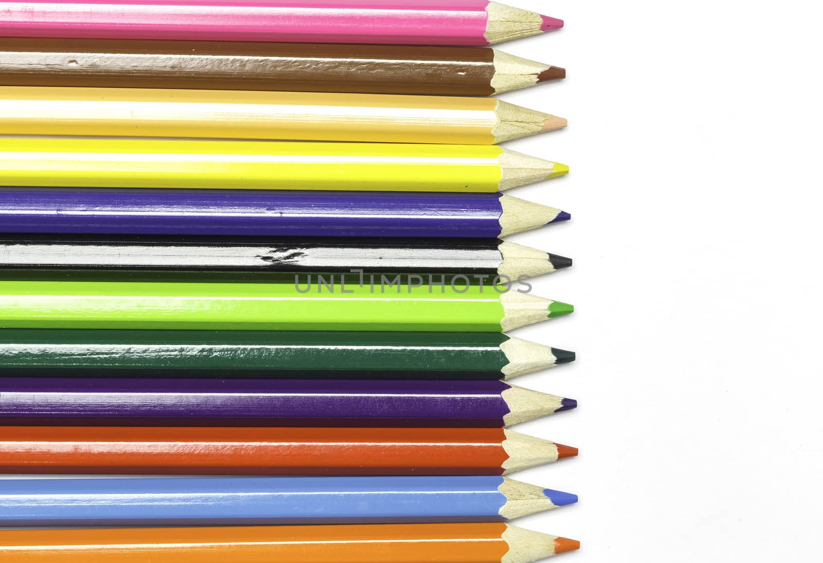 Colour pencils isolated on white