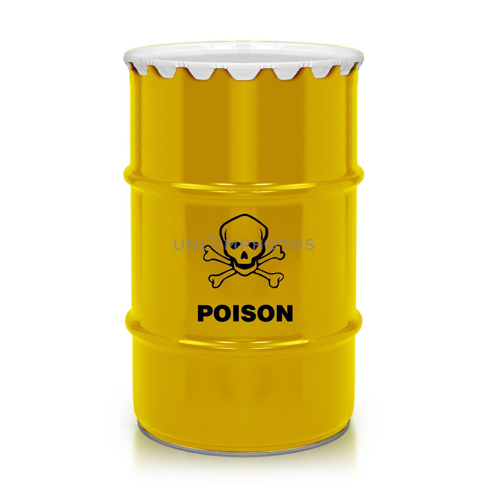 Golden barrel with poison sign isolated on a white background. (with clipping work path)