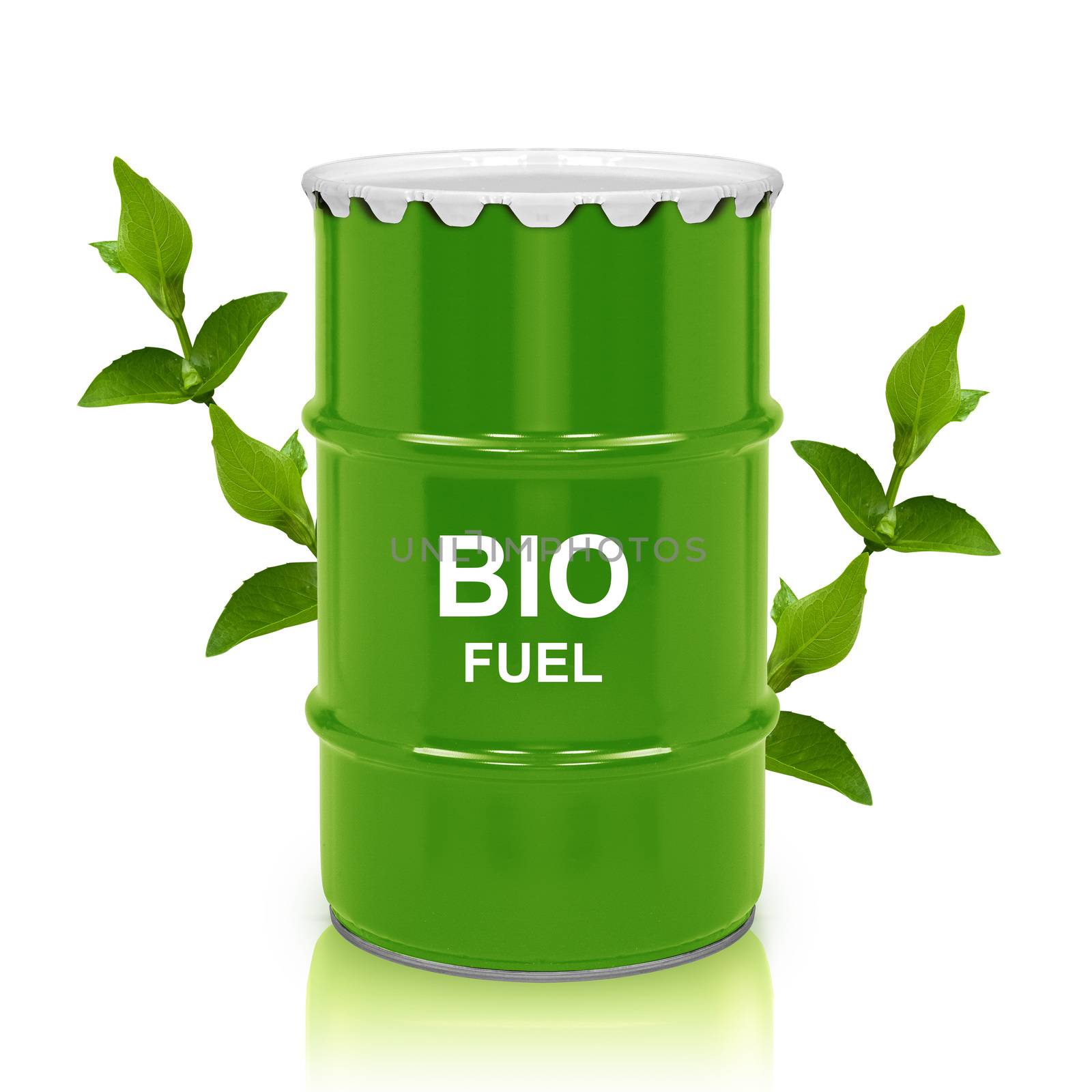 Green barrel of bio fuel, environment conceptual design. (with clipping work path)