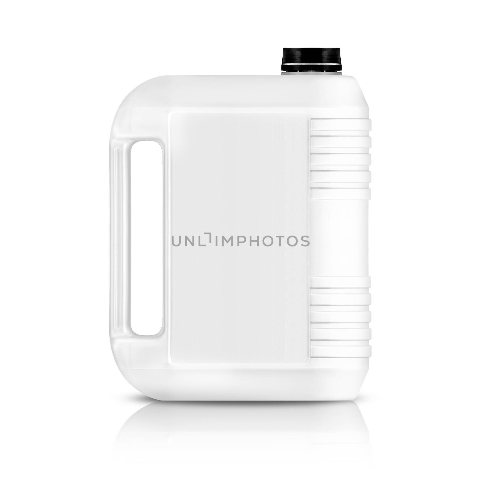 White plastic gallon, jerry can isolated on a white background. (with clipping work path)