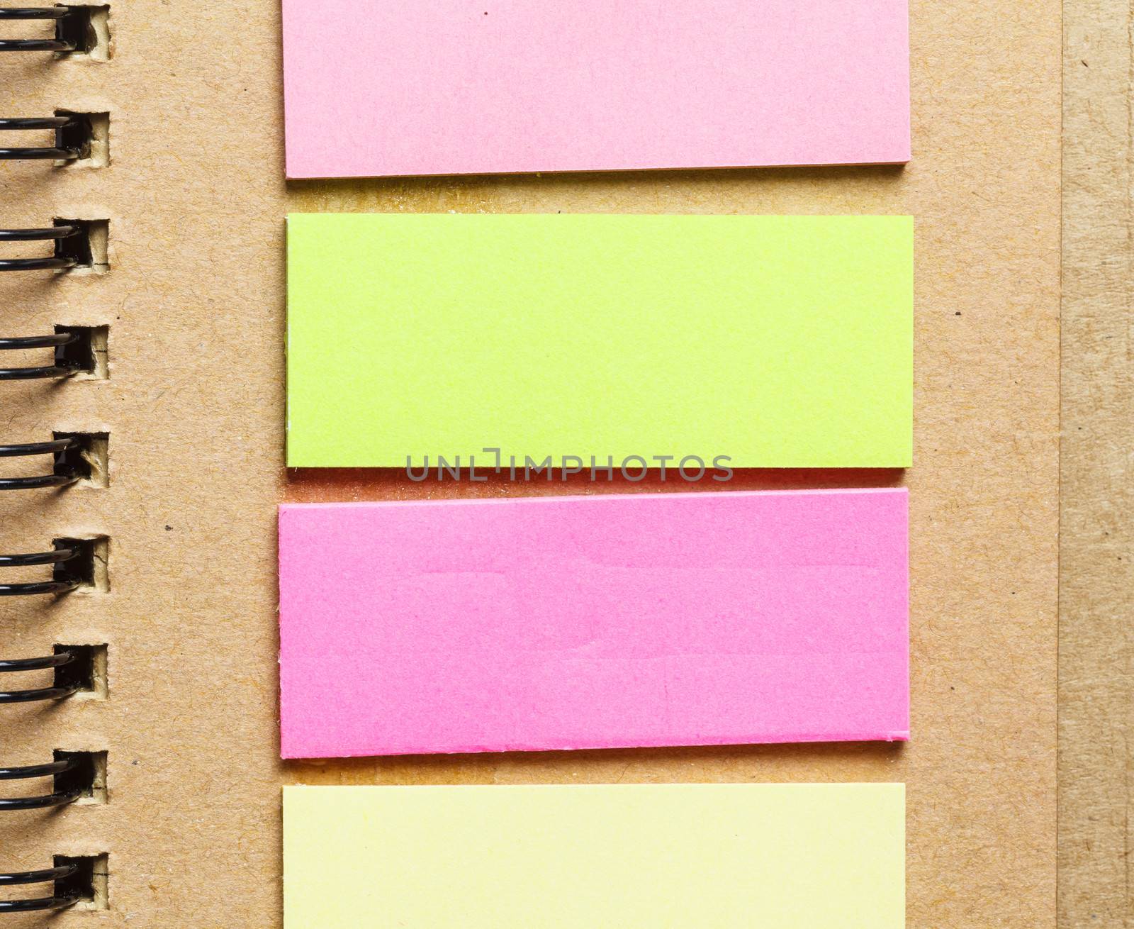 colorful paper on notebook