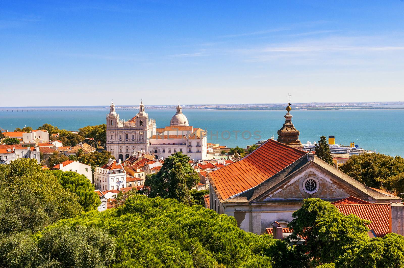 Panorama of a old traditional neighborhood in Lisbon