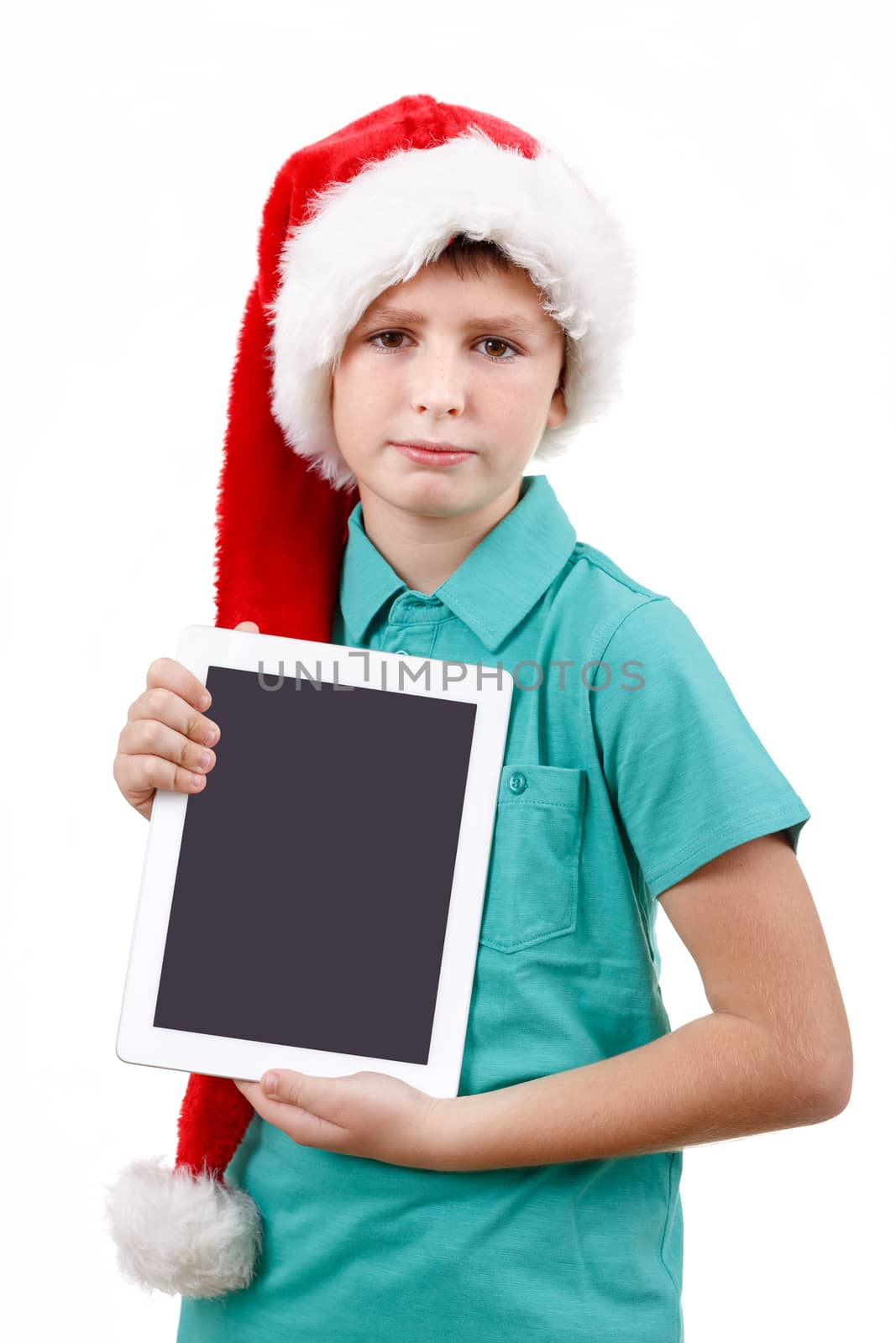 teenager and tablet on white by artush