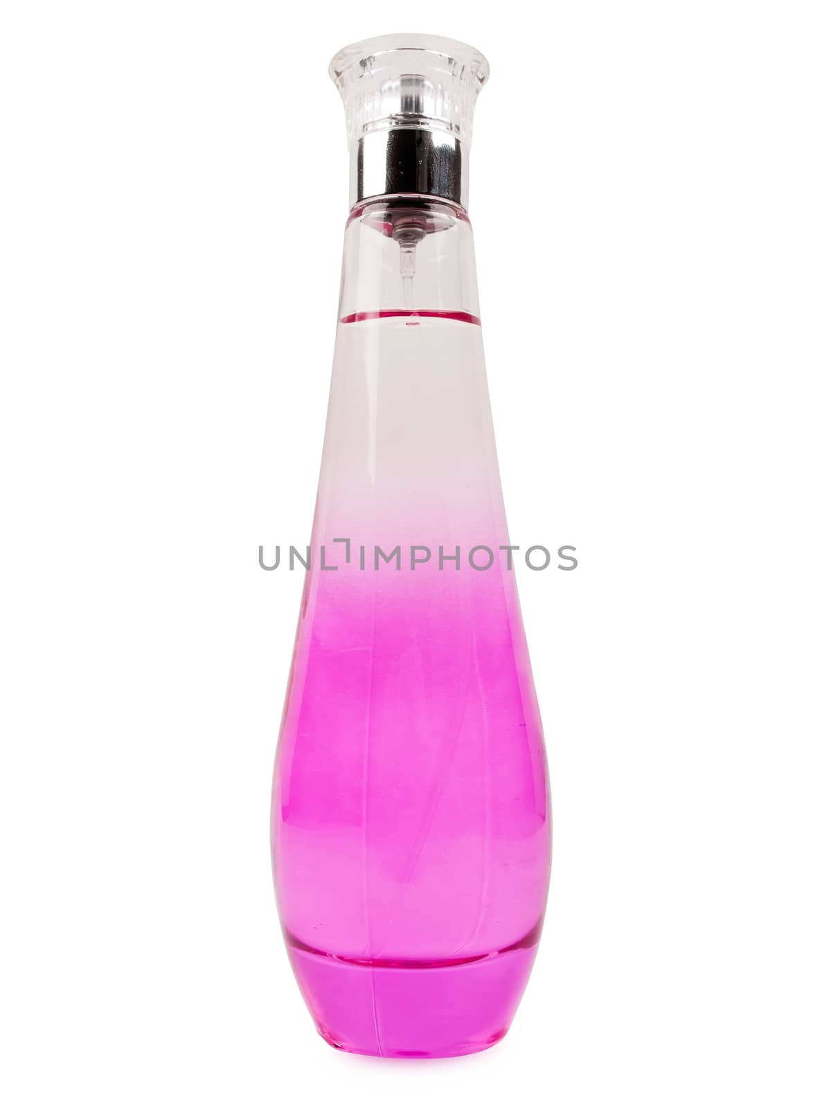 pink perfume bottle isolated on white background