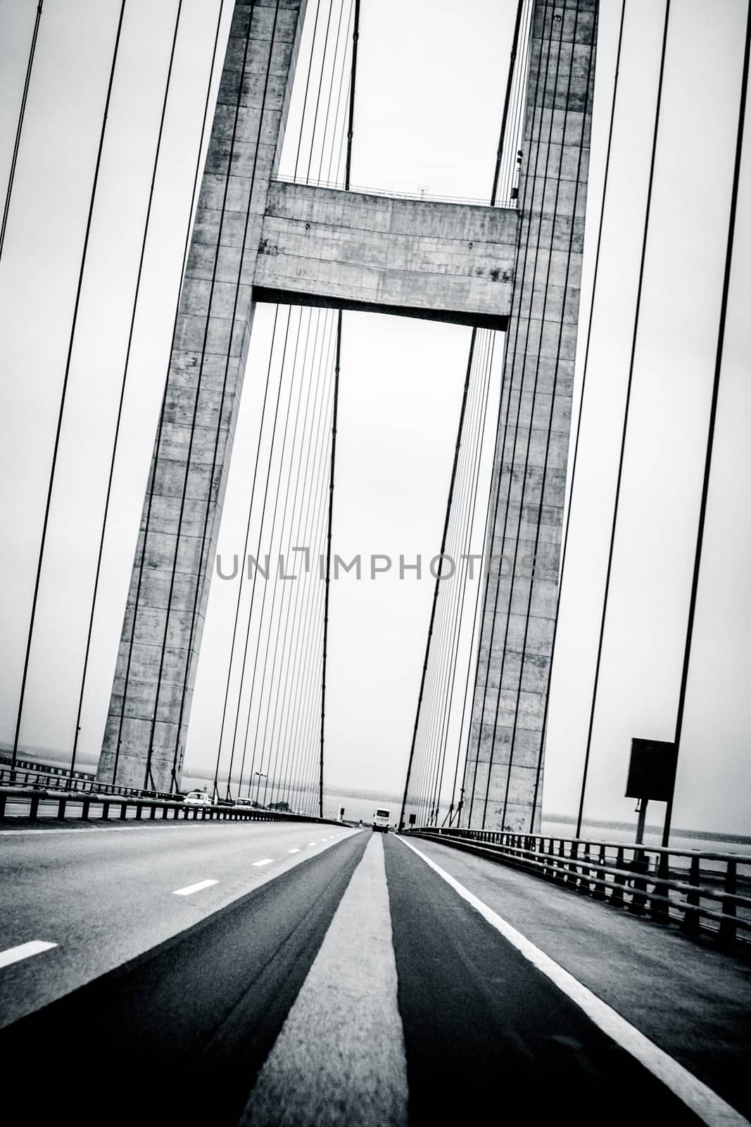 Big bridge perspective in black and white