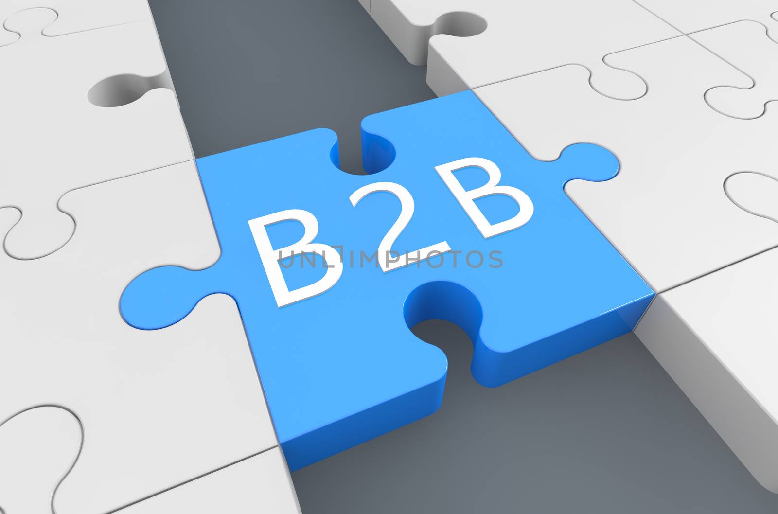 Business to business - puzzle 3d render illustration