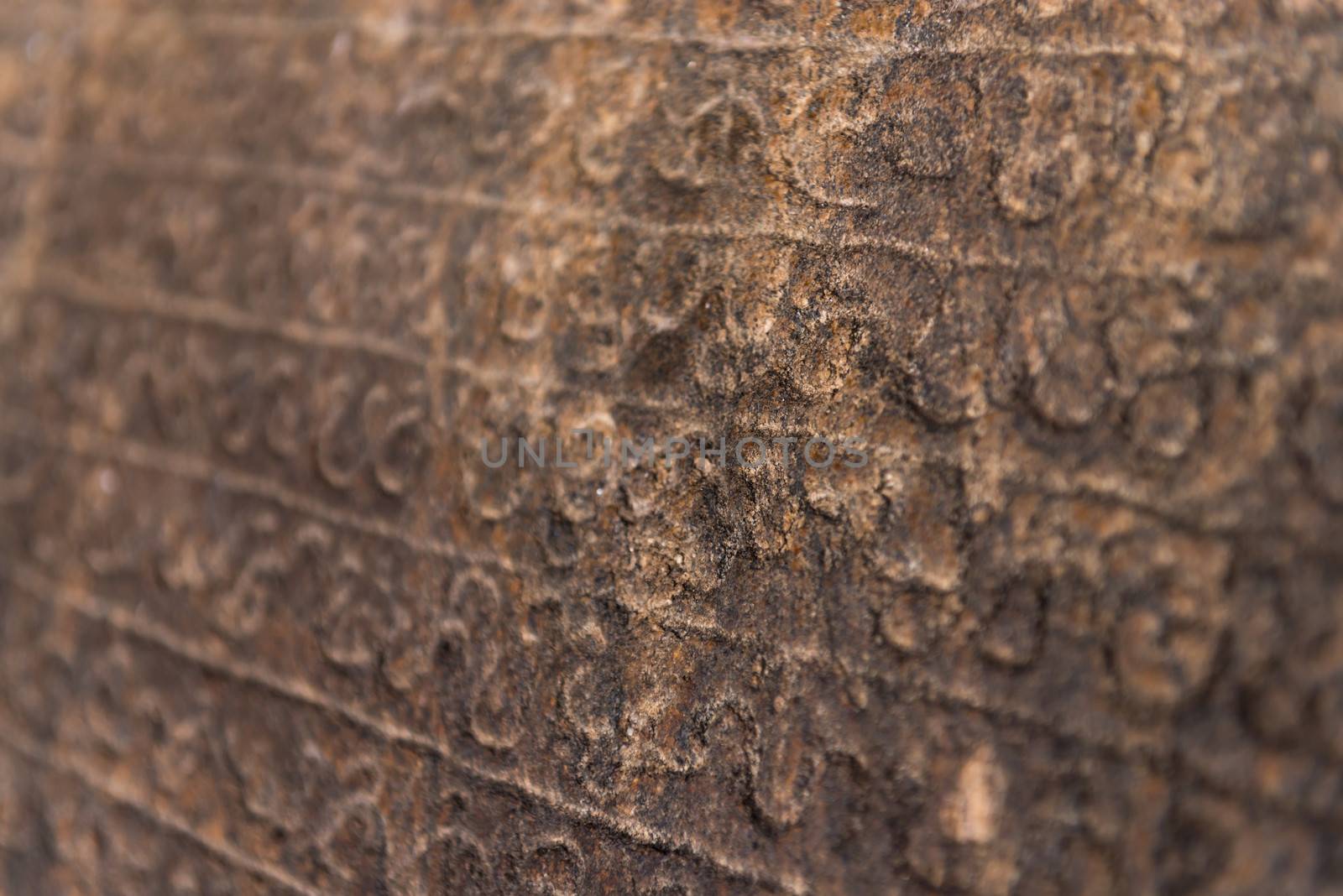 Ancient Sinhalese writing chiseled on stone by iryna_rasko