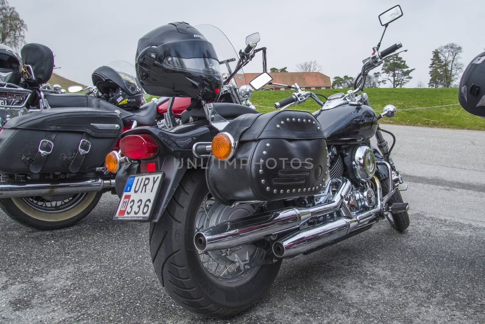 Every year in May there is a motorcycle meeting at Fredriksten fortress in Halden, Norway. In this photo, Yamaha Drag Star 1100