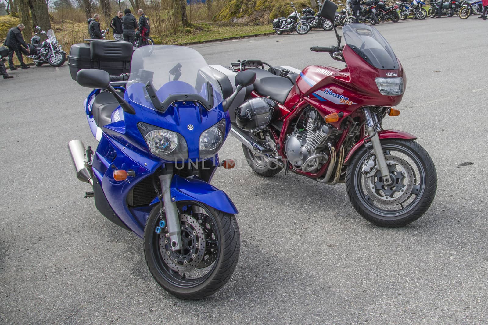 Every year in May there is a motorcycle meeting at Fredriksten fortress in Halden, Norway. In this photo 2 Yamaha bikes.