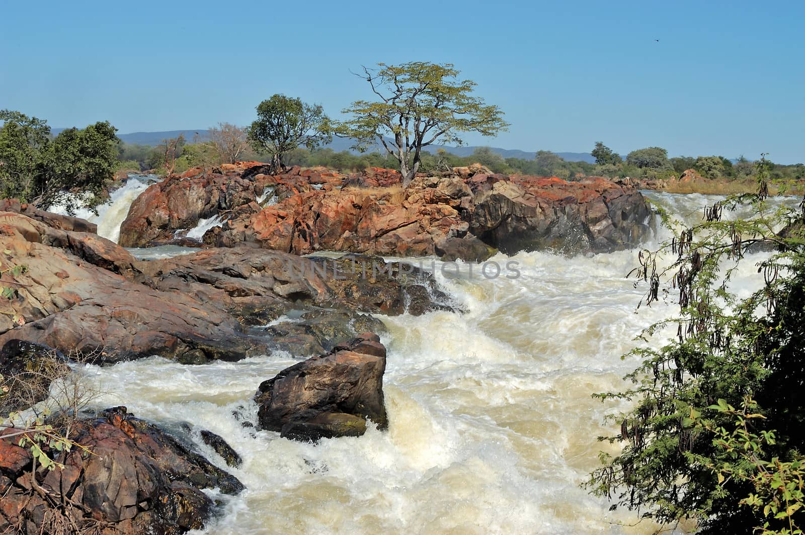 Top of the Ruacana waterfall in Namibia