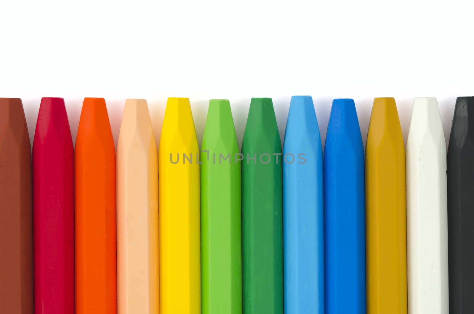 oil pastels isolated on a white background