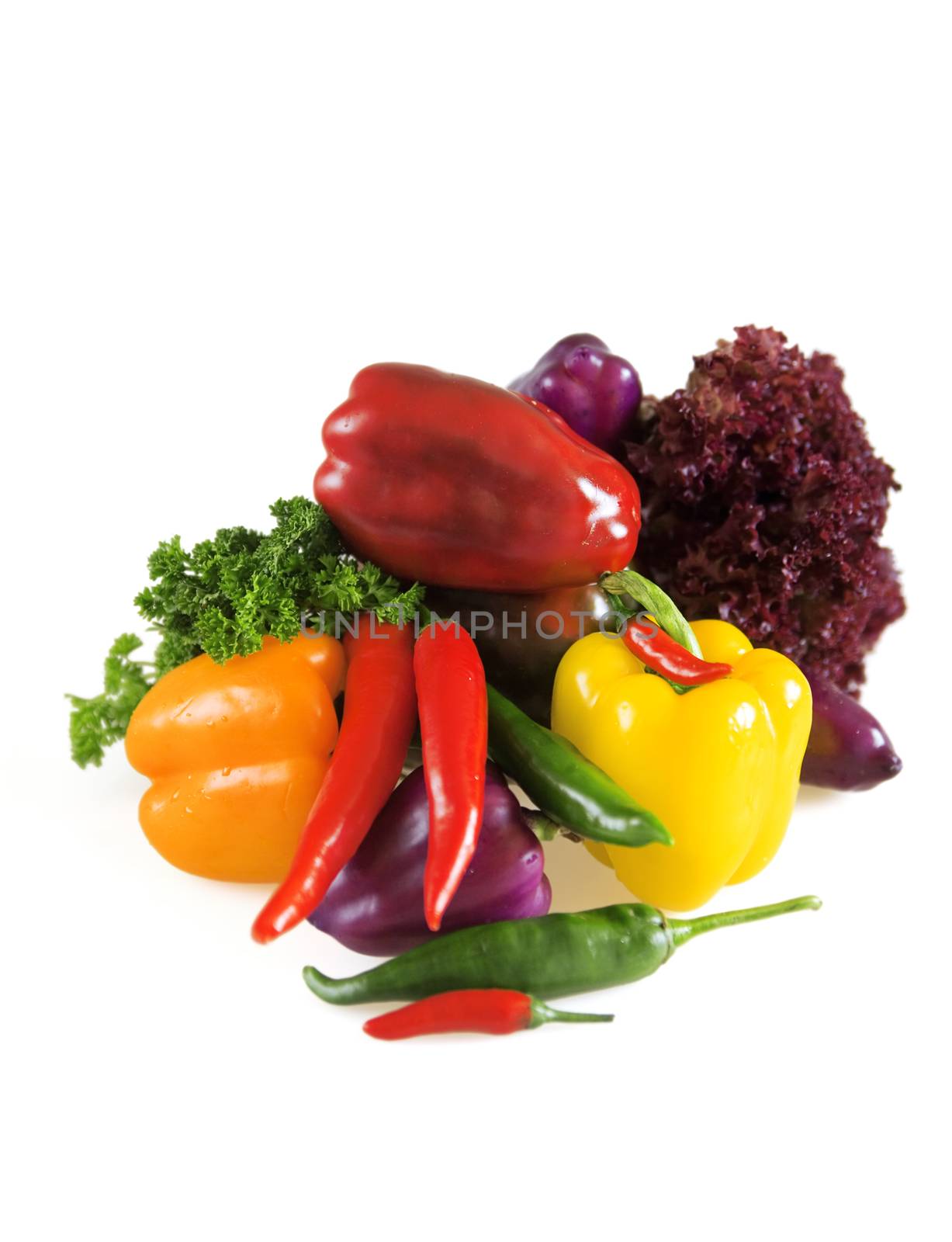 autumn harvest of pepper and eggplant and greens by Serp