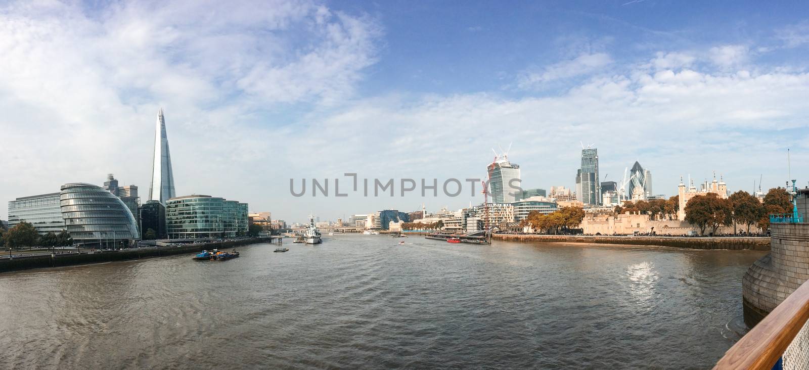London, UK. Panoramic city view on river Thames.