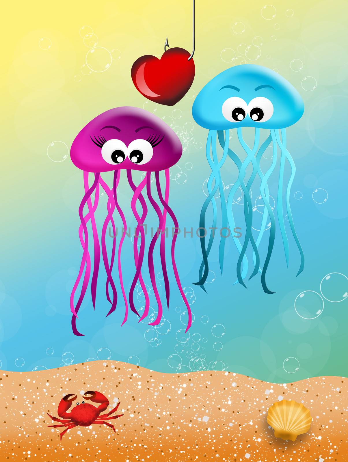 illustration of jellyfishes in love