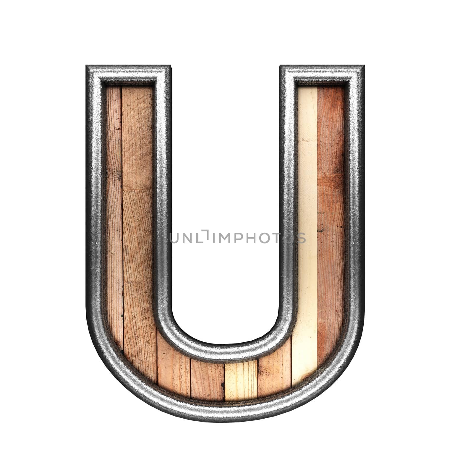 isolated metal figure with wood