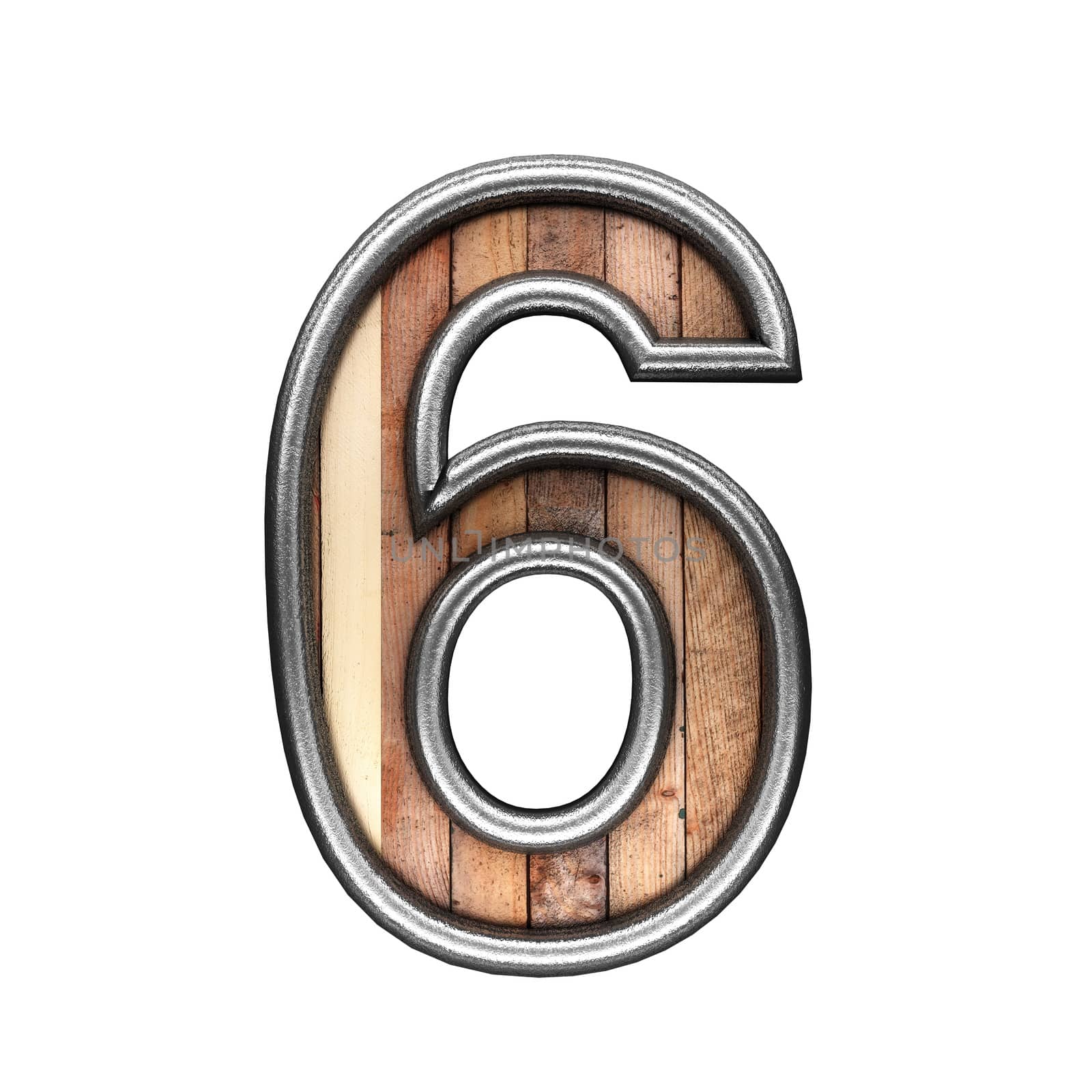 isolated metal figure with wood