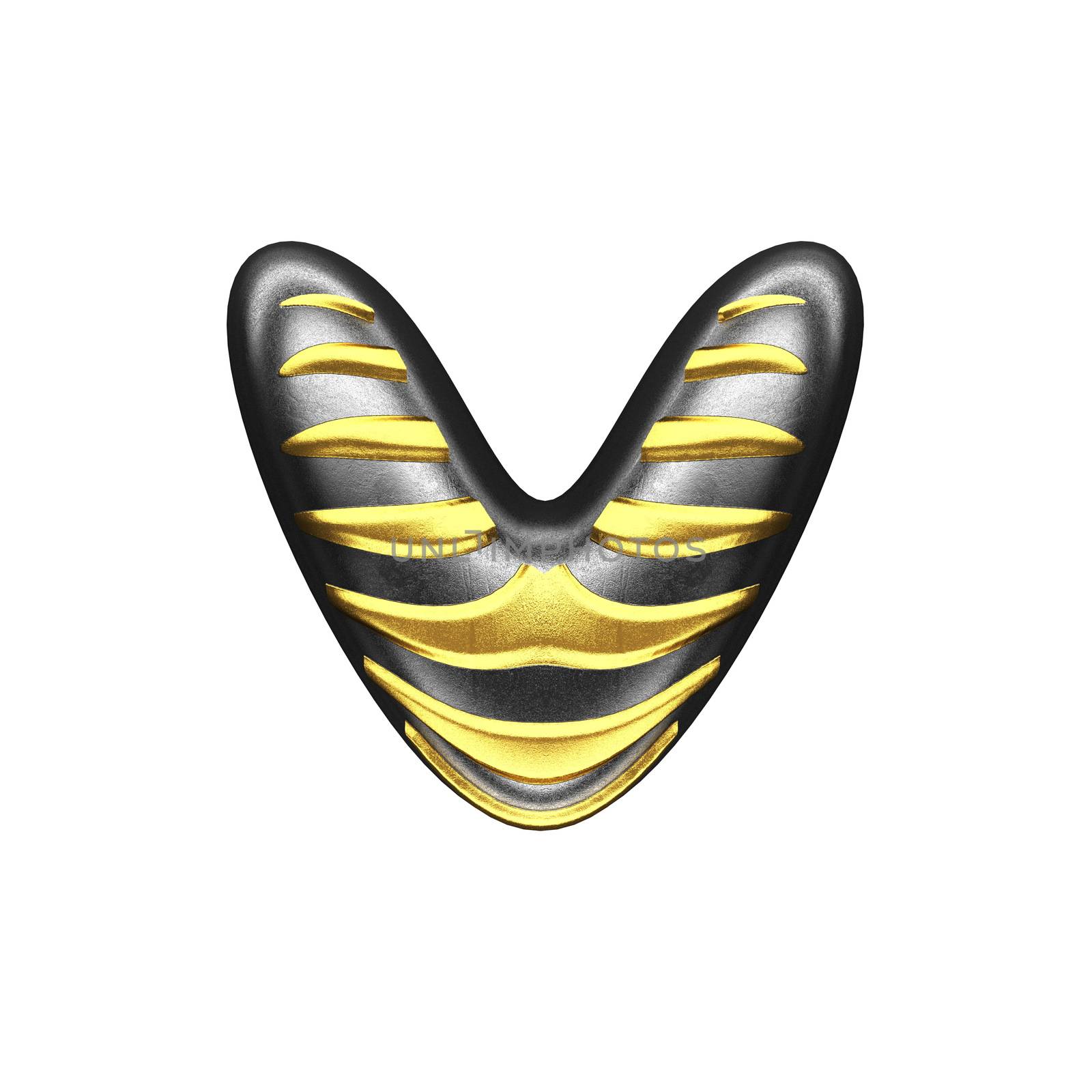 isolated silver figure with gold