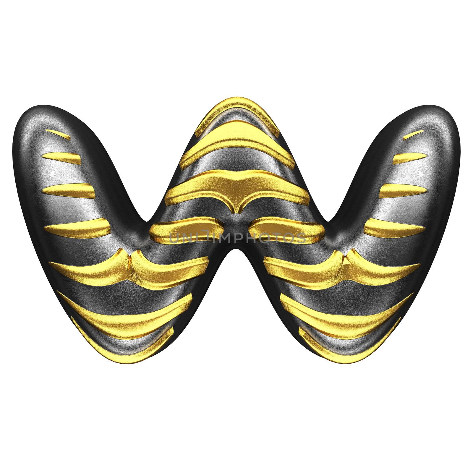 isolated silver figure with gold