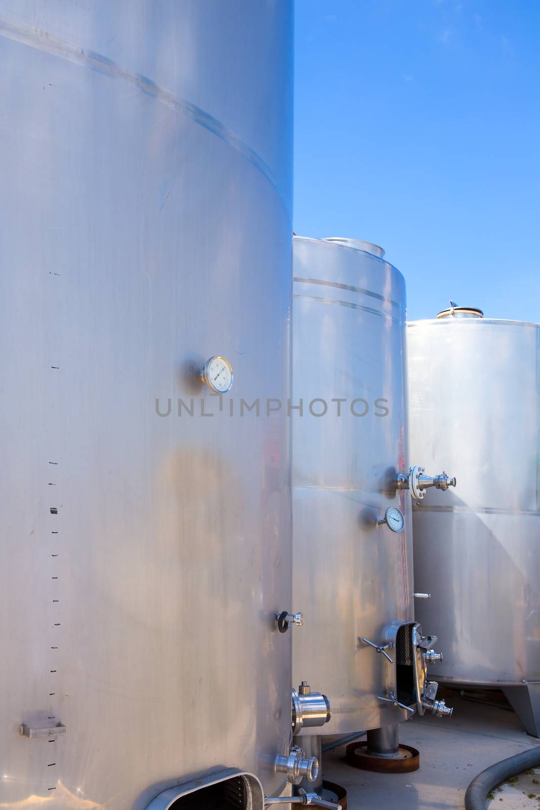 Fermentation tanks vessels in stainless steel in Mediterranean