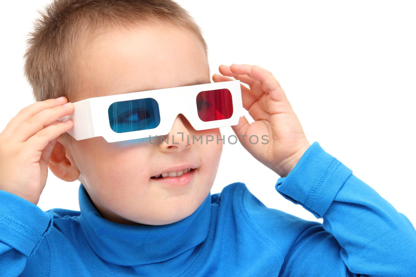 boy watching with 3d glasses by NikolayK