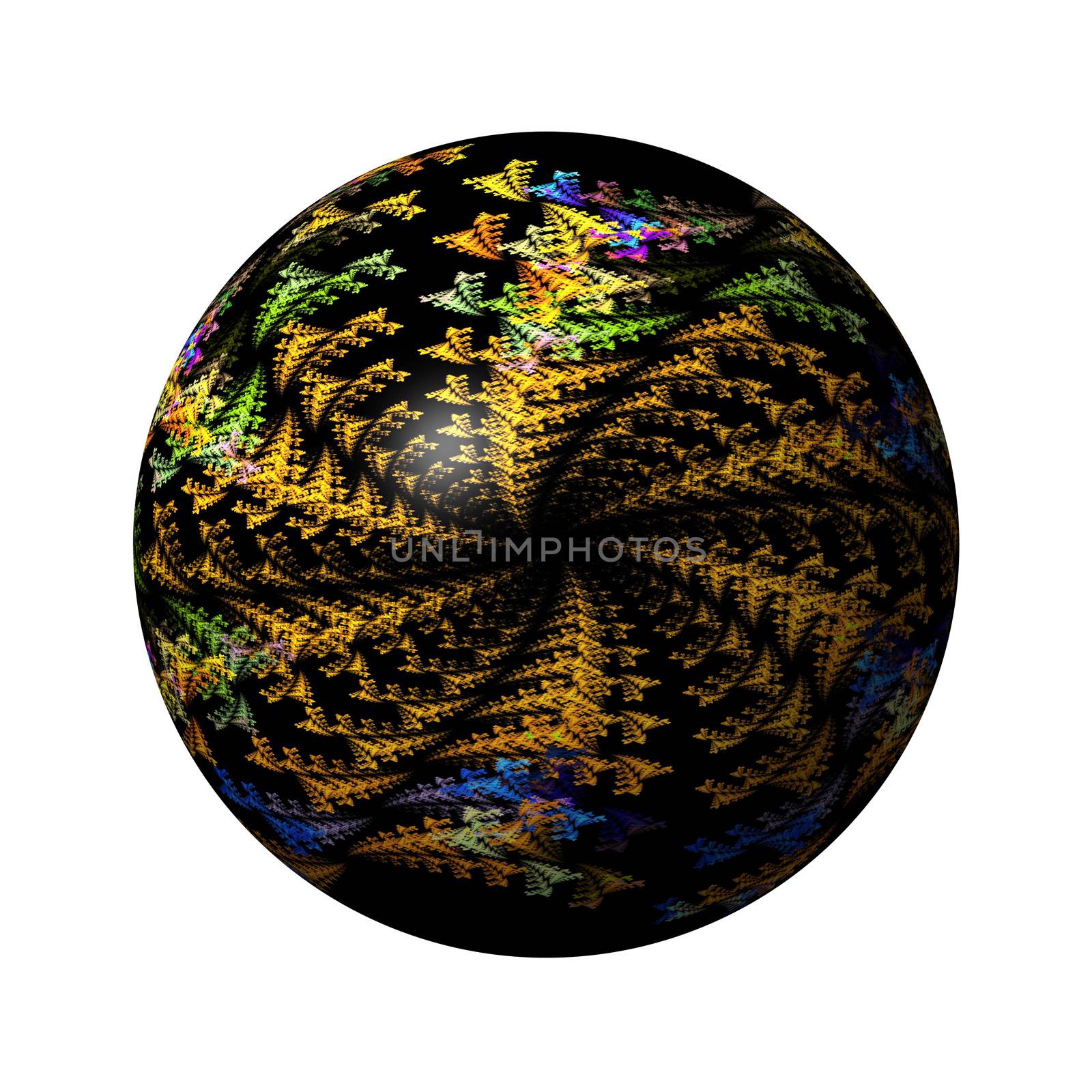 Multi color globe on white background.