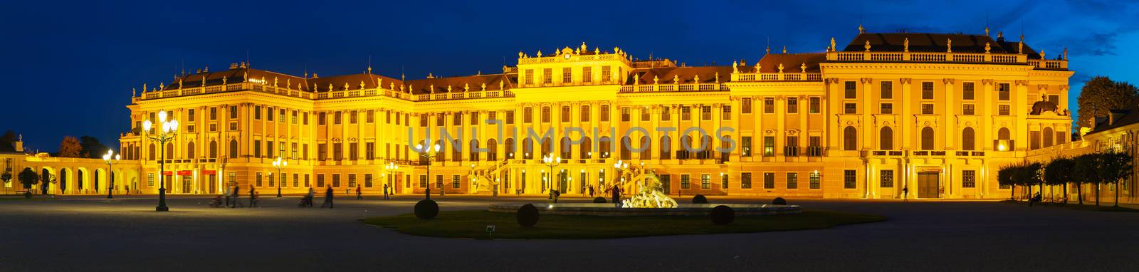 Schonbrunn palace in Vienna, Austria at night time