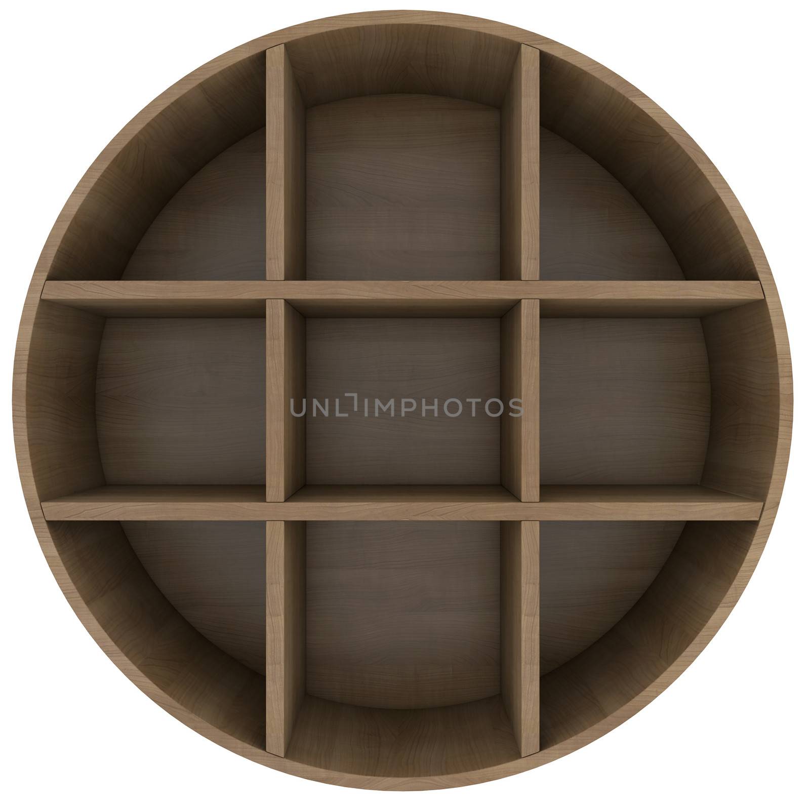 Shelves in the shape of a circle. 3d rendering on white background