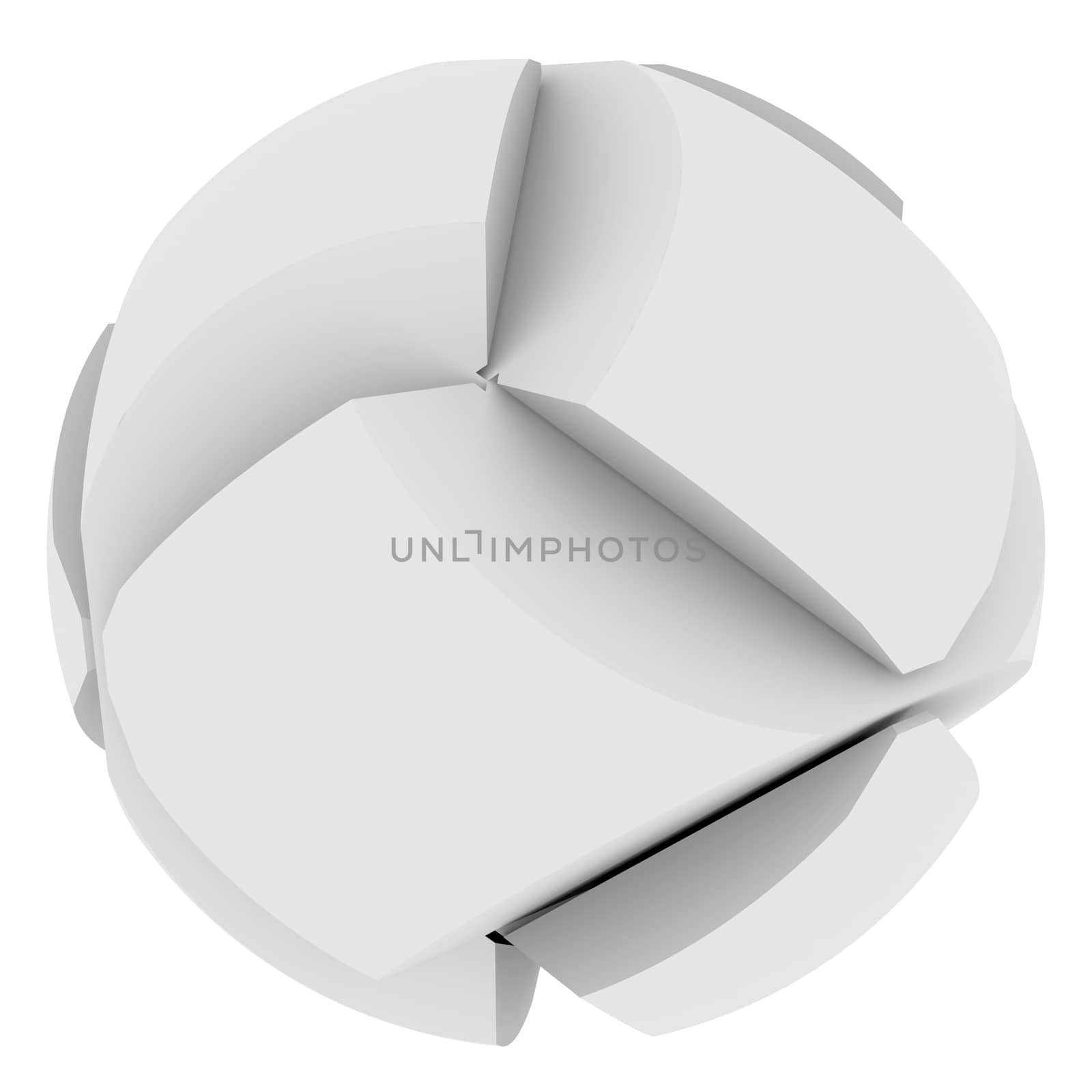 Abstract sphere consisting of puzzles. Isolated render on a white background