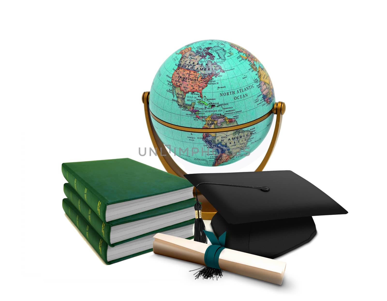 Mortarboard with Globe and Books