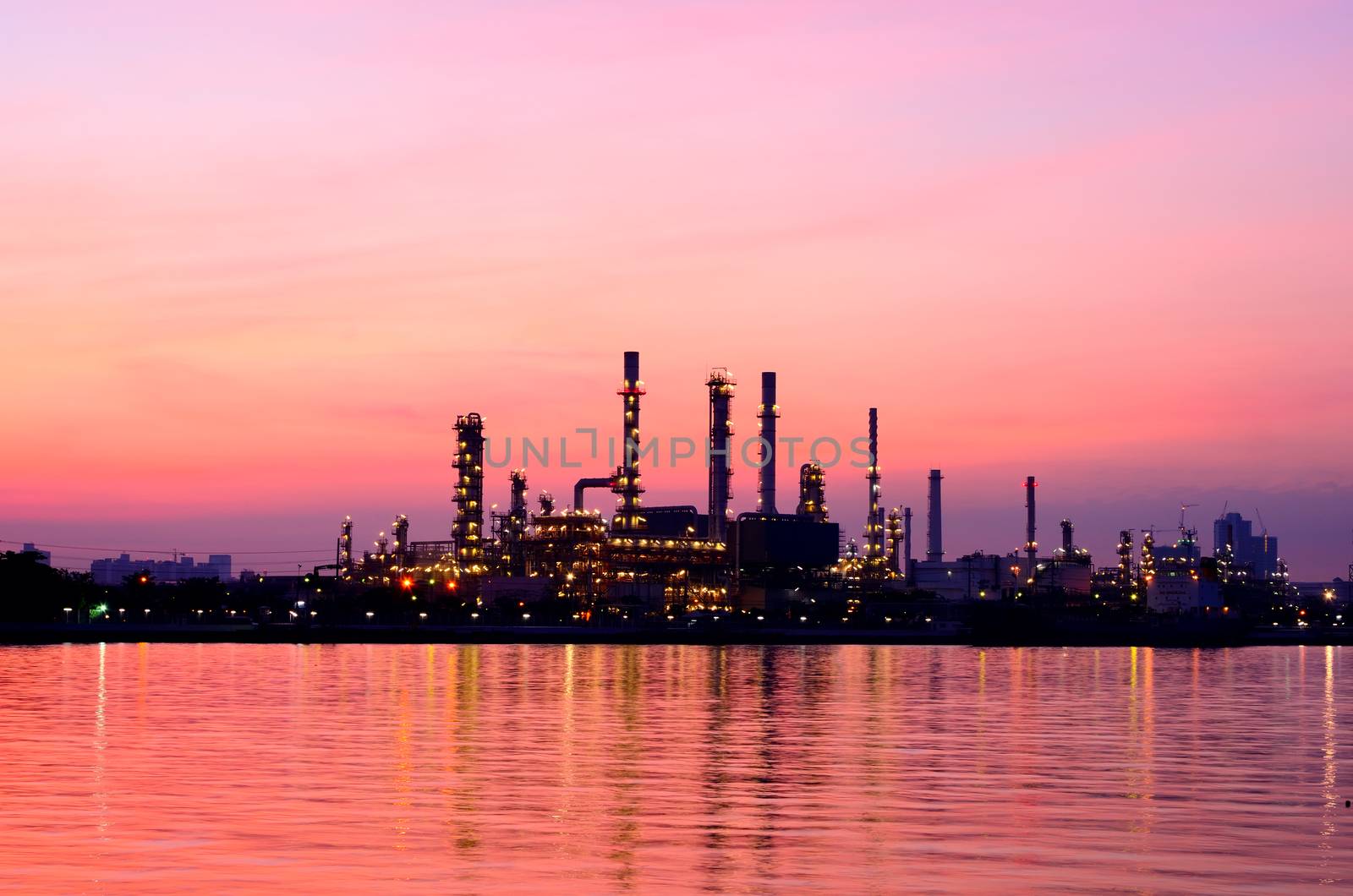 Sunrise scene of Oil refinery, Bangkok, Thailand