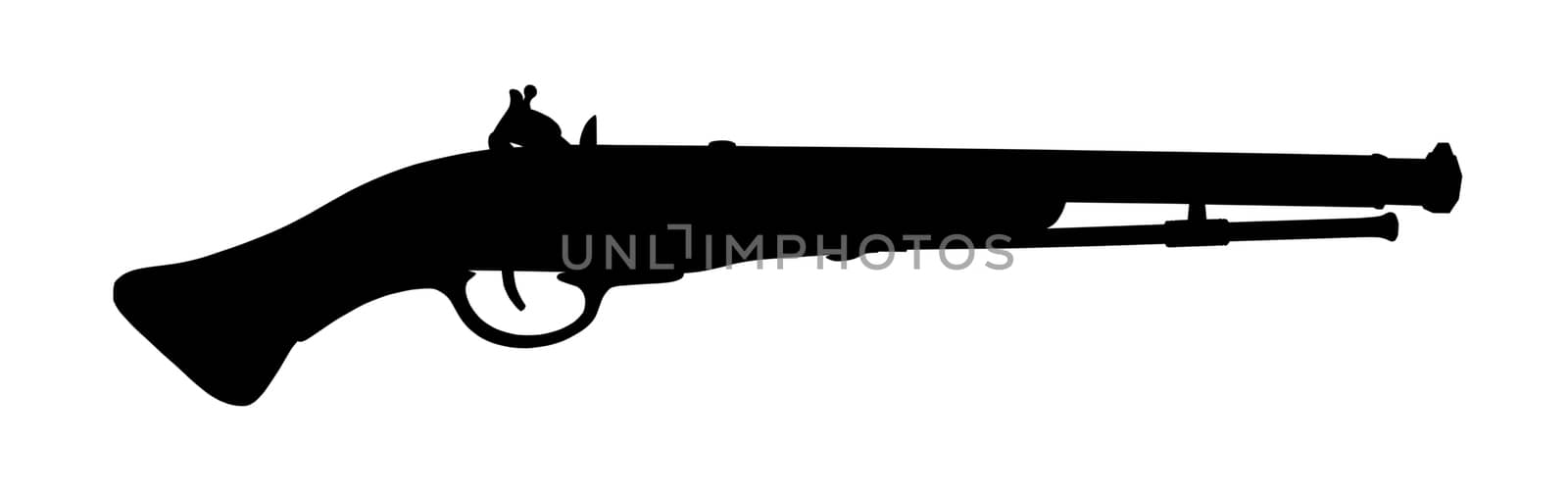 silhouette Model of the old gun on the white background, souvenir