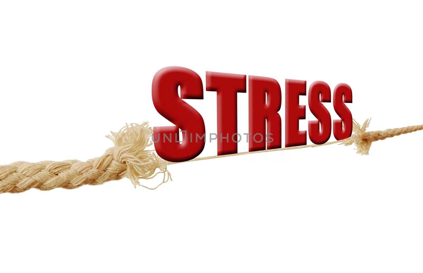 The word stress resting on a breaking rope 