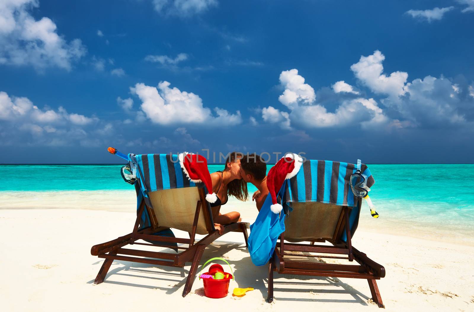 Couple on a tropical beach at Maldives