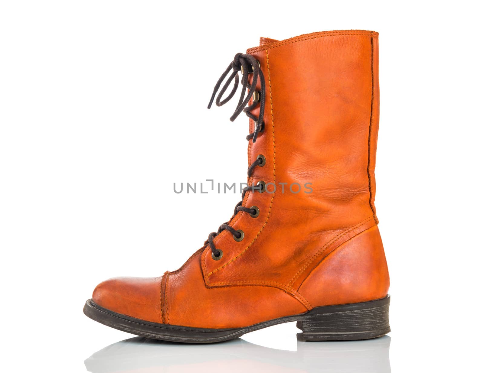 Stylish orange leather boot by anikasalsera