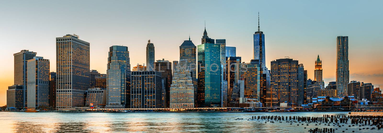 Manhattan. Evening New York City skyline panorama