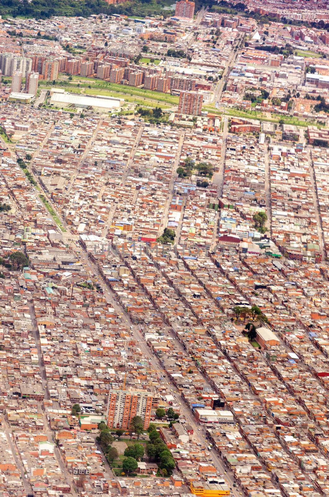 View of Bogota, Colombia as seen from an airplane