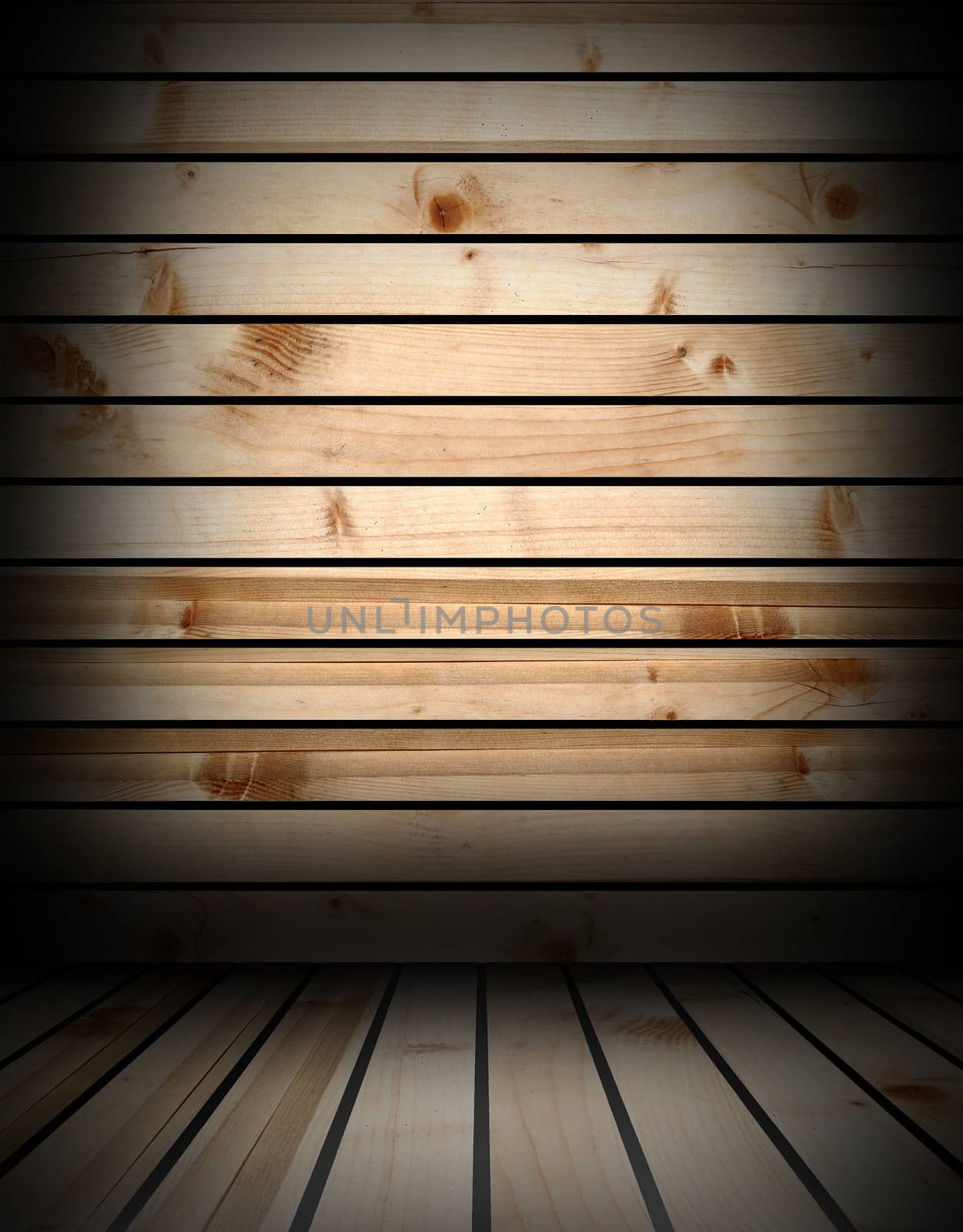 architectural wooden lodge  interior backdrop with vignette