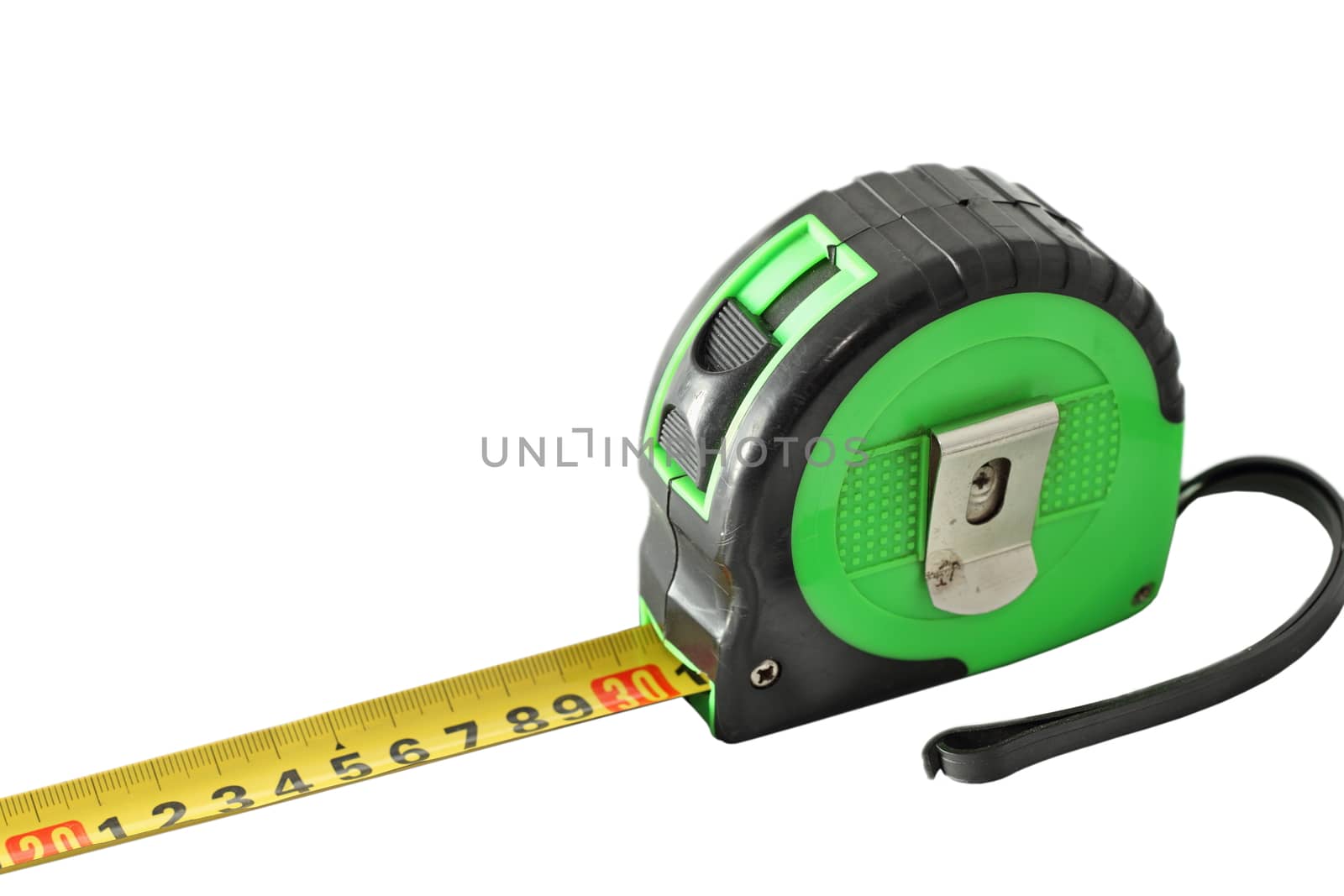 used and dirty green yellow measuring type isolated over white background
