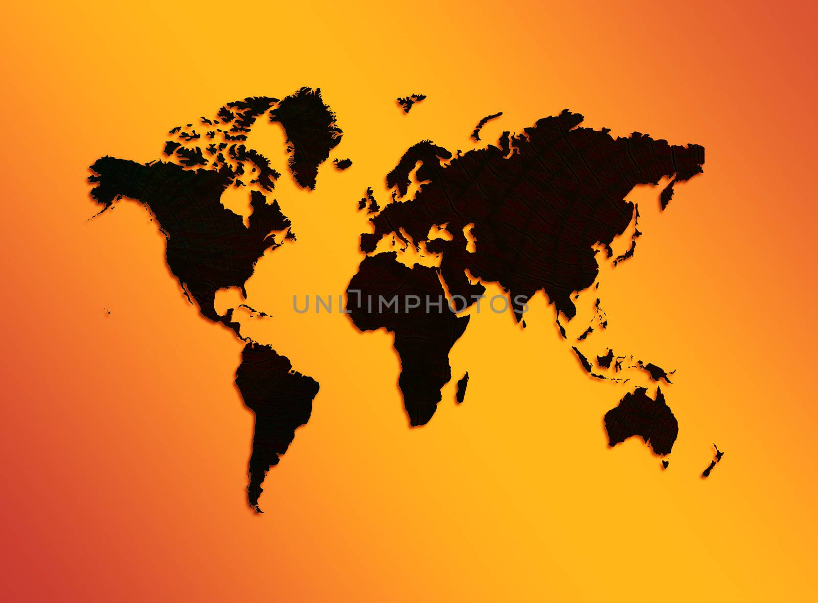 world map  on an orange background by Zhukow