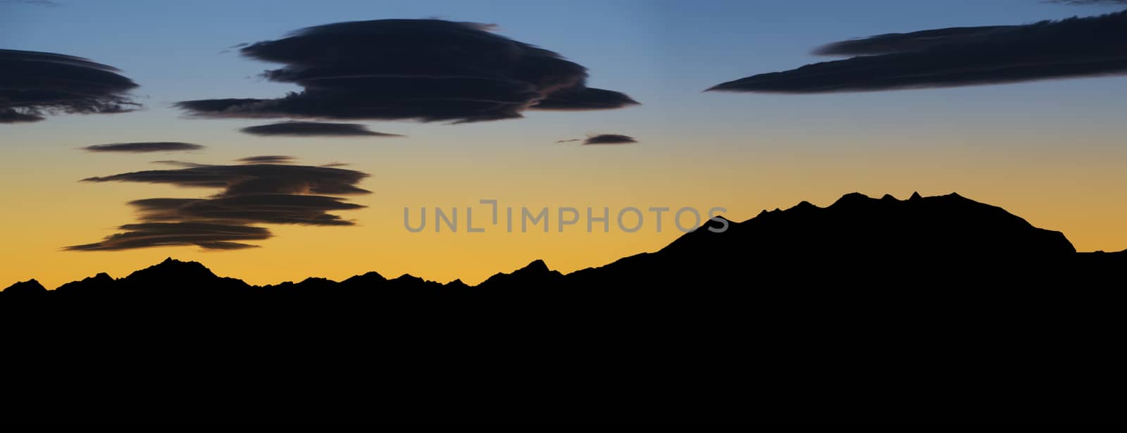 panorama at sunset on Mount Rosa seen from Varese