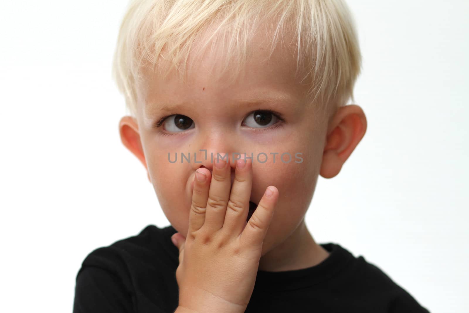  close up of boy  head having fun 