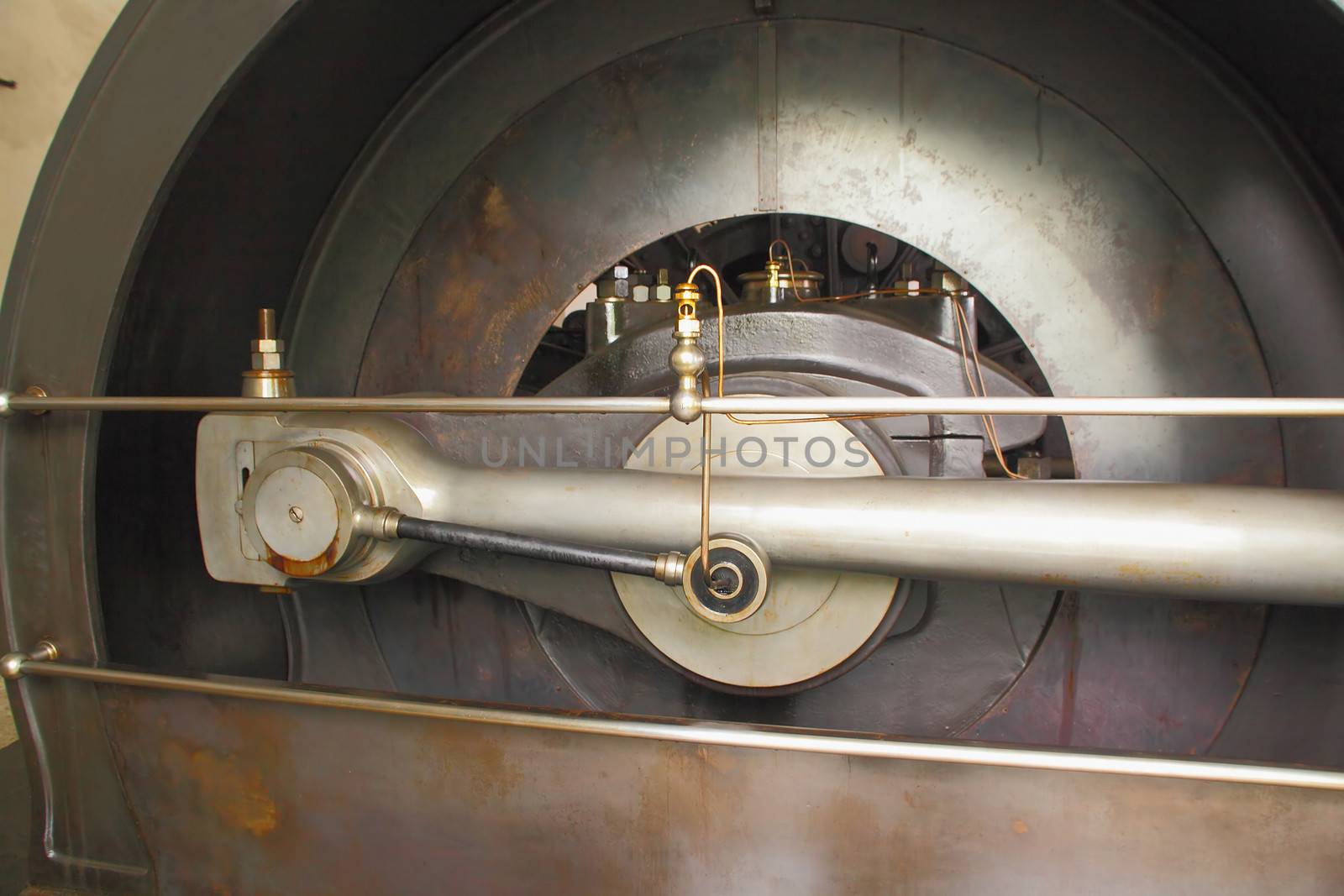 part of the wheel from vintage mine steam engine