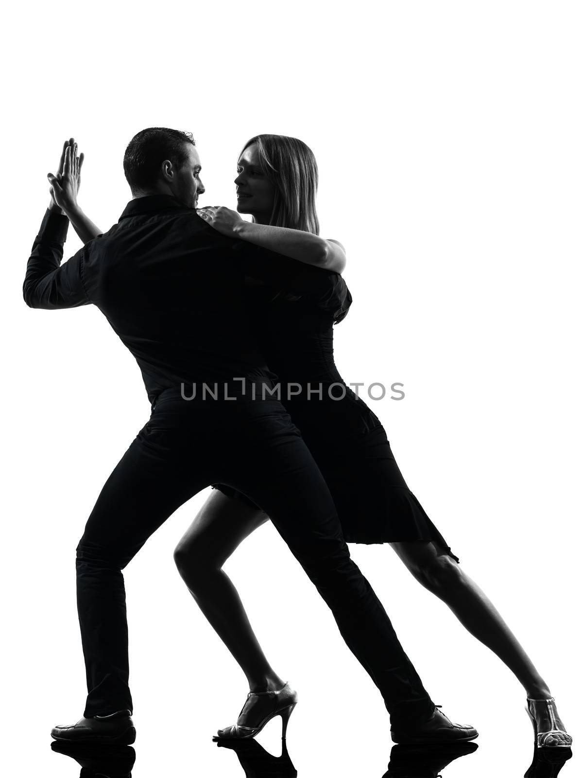 couple woman man dancing dancers salsa rock silhouette by PIXSTILL