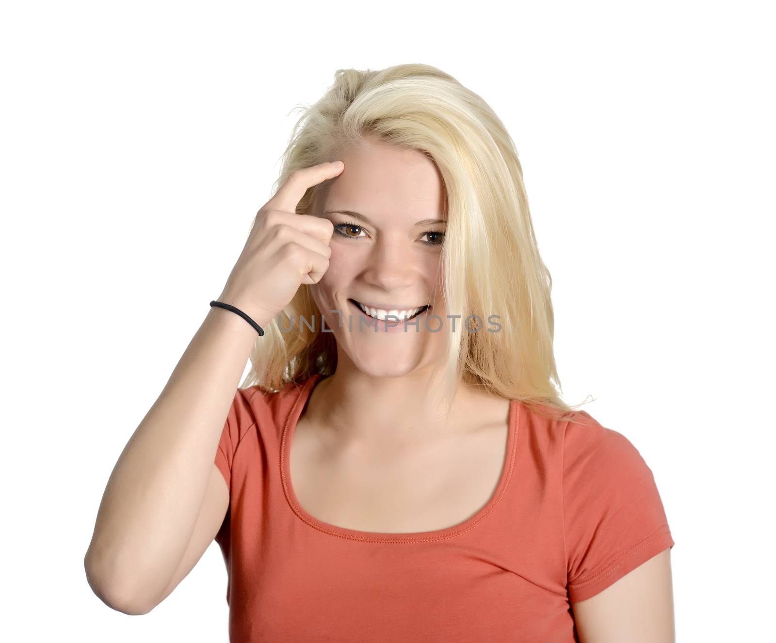 beautiful young woman flipping the bird
