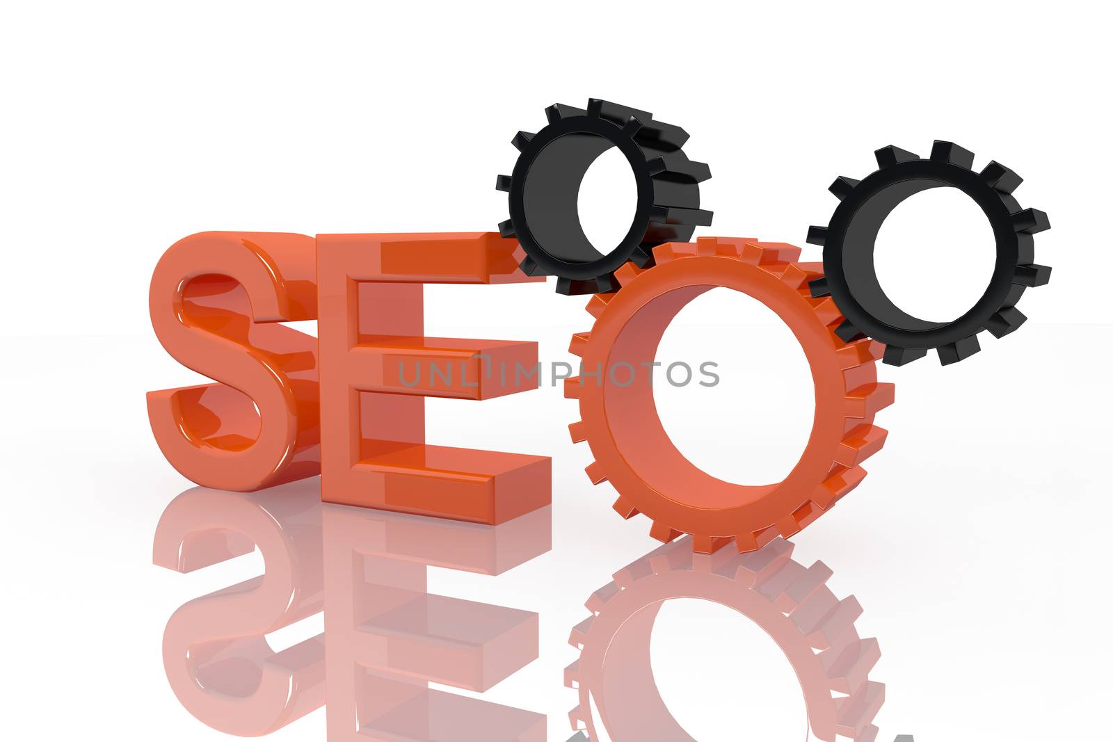 SEO - Search Engine Optimization symbol with gears - 3d render