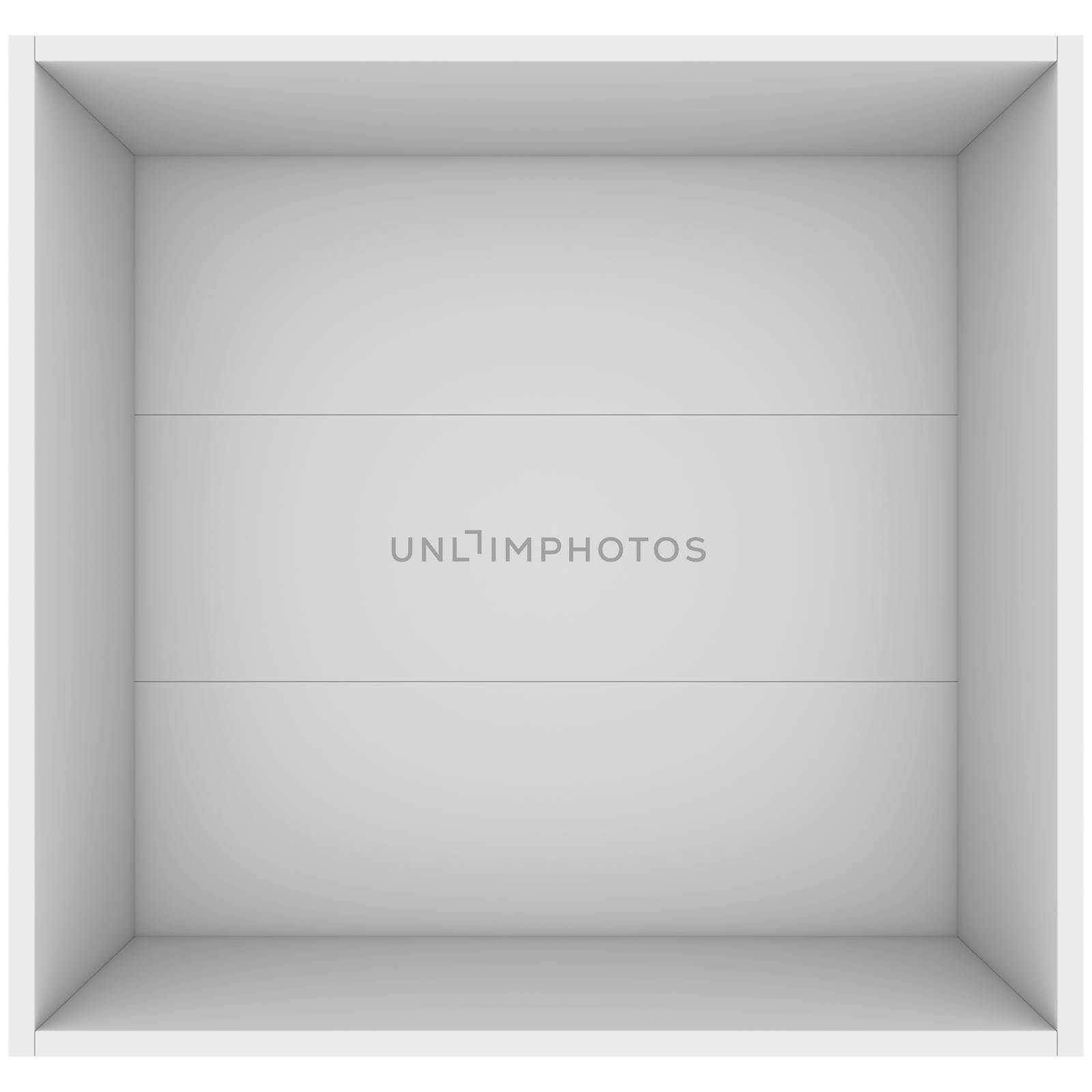 White open box. 3d render isolated on white background