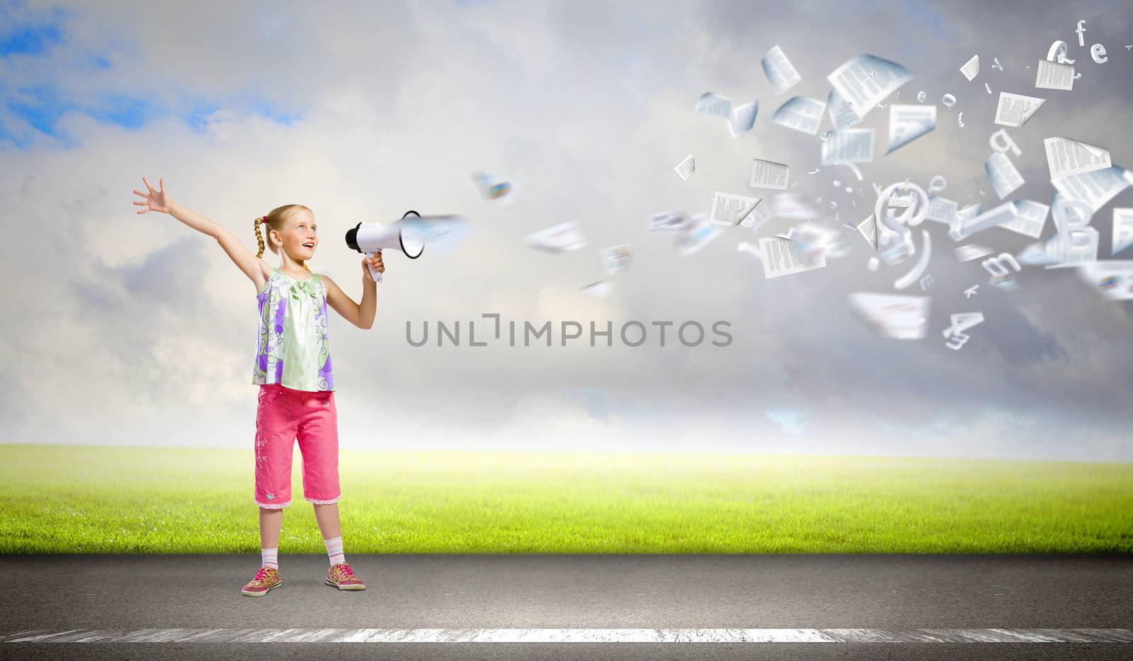 Image of little girl shouting into megaphone